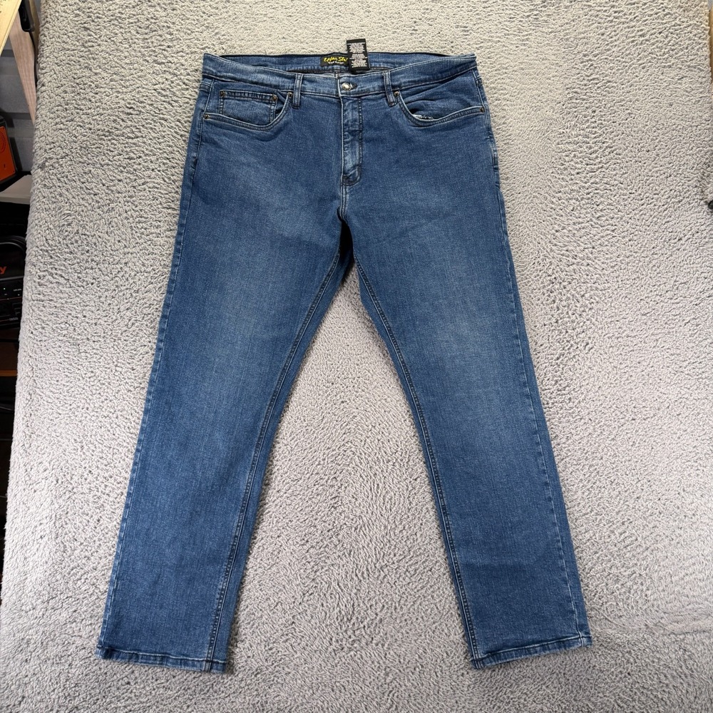 Urban Star Jeans Mens 40x32 Blue Cotton Denim Straight Classic Fit Faded Stretch